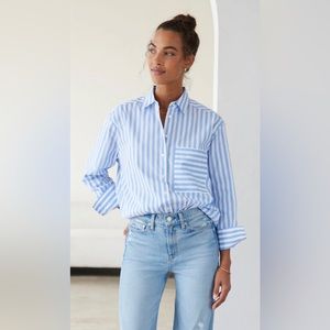 AYR Light Blue & White Striped Button Down Shirt XS